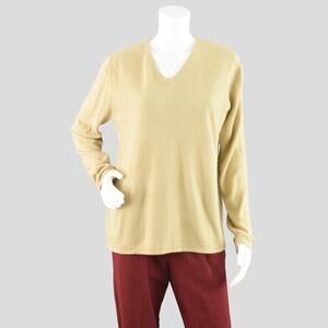 Y2K Basic Editions Tan V-neck Sweater NWT, Women's Medium - Large